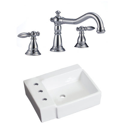 American Imaginations AI-22591 16" White Rectangular Ceramic Wall Mount Bathroom Vessel Sink Set