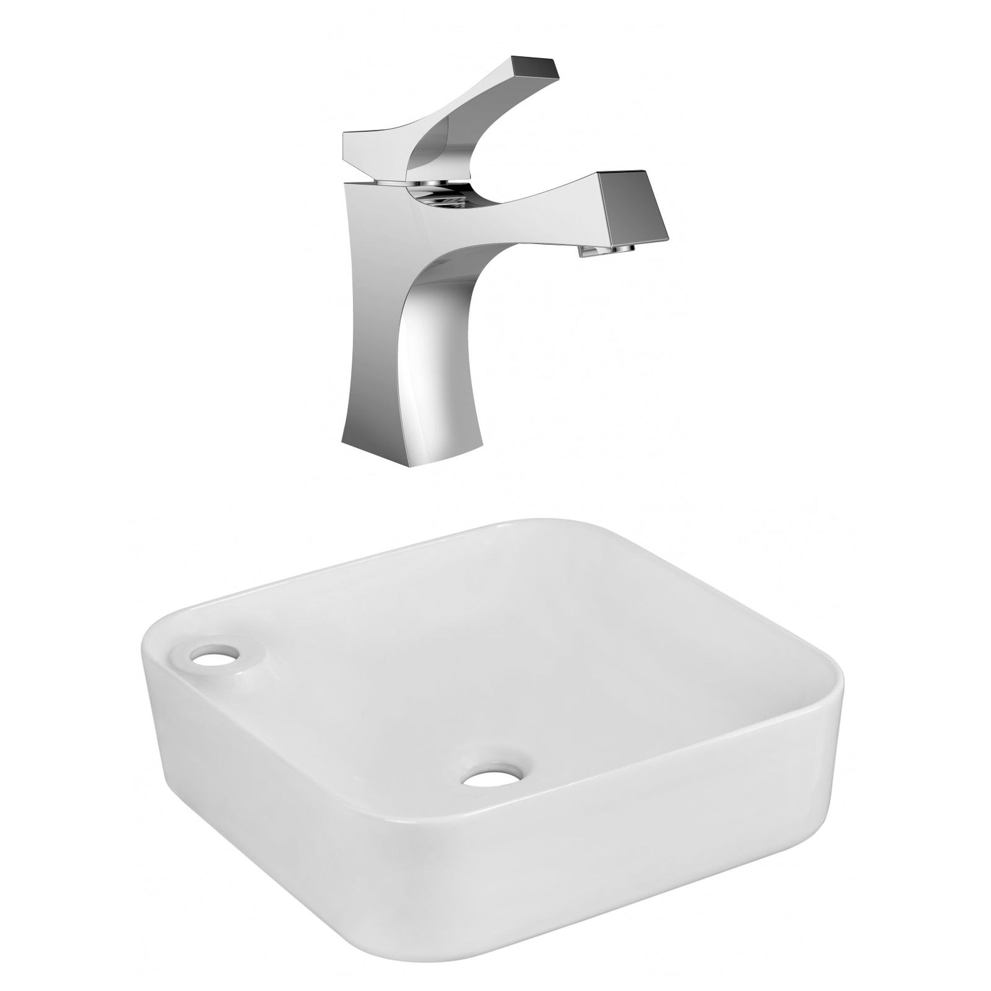 American Imaginations AI-22595 17" White Rectangular Ceramic Above Counter Bathroom Vessel Sink Set