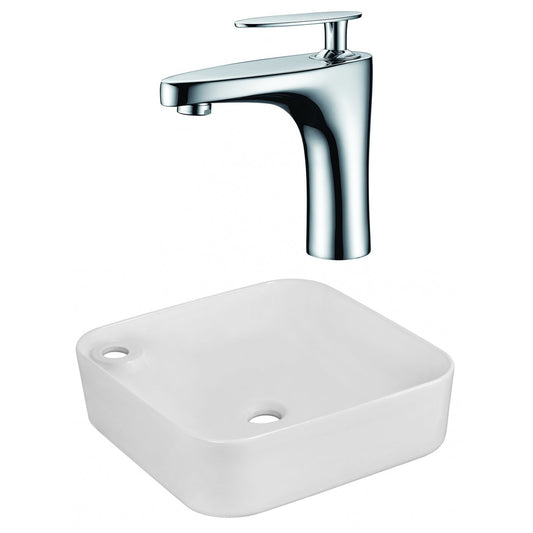 American Imaginations AI-22597 17" White Rectangular Ceramic Above Counter Bathroom Vessel Sink Set