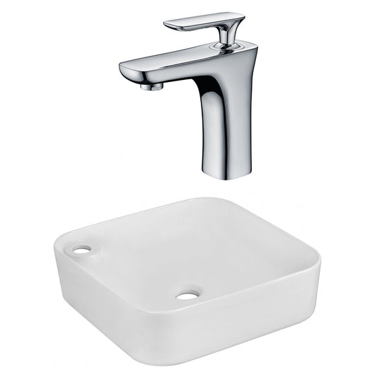 American Imaginations AI-22598 17" White Rectangular Ceramic Above Counter Bathroom Vessel Sink Set