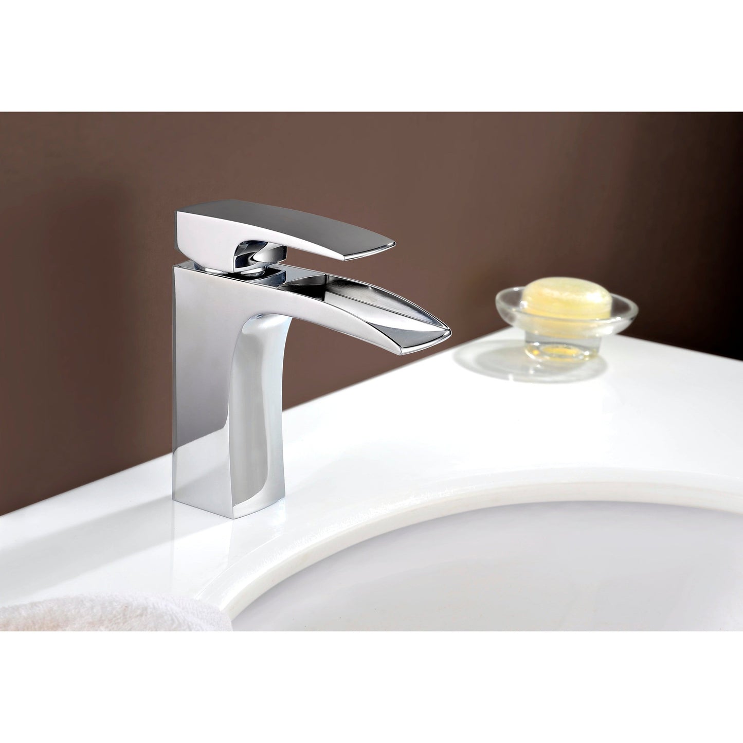 American Imaginations AI-22599 17" White Rectangular Ceramic Above Counter Bathroom Vessel Sink Set