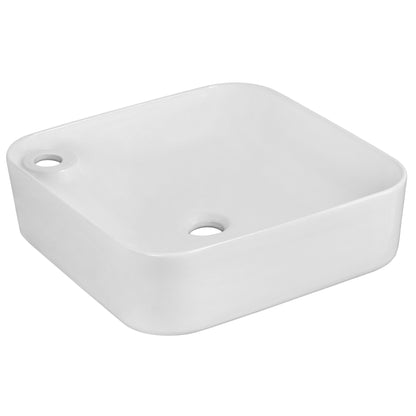 American Imaginations AI-22602 17" White Rectangular Ceramic Above Counter Bathroom Vessel Sink Set