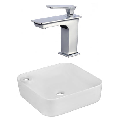 American Imaginations AI-22603 17" White Rectangular Ceramic Above Counter Bathroom Vessel Sink Set