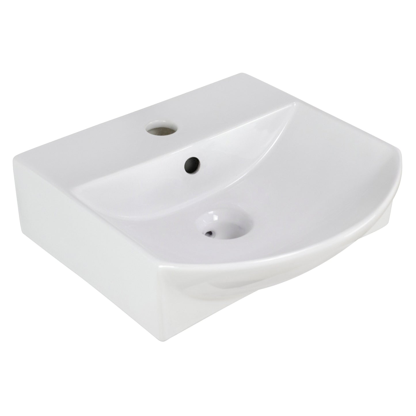 American Imaginations AI-22604 14" White Rectangular Ceramic Wall Mount Bathroom Vessel Sink Set