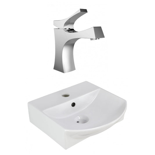 American Imaginations AI-22604 14" White Rectangular Ceramic Wall Mount Bathroom Vessel Sink Set