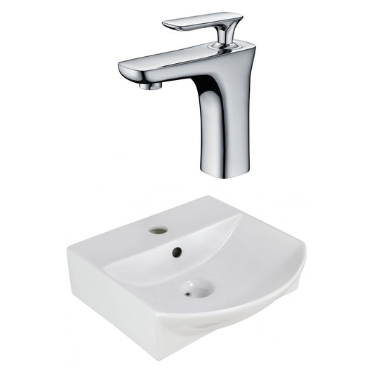 American Imaginations AI-22607 14" White Rectangular Ceramic Wall Mount Bathroom Vessel Sink Set