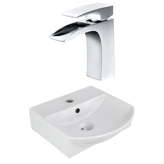 American Imaginations AI-22608 14" White Rectangular Ceramic Wall Mount Bathroom Vessel Sink Set