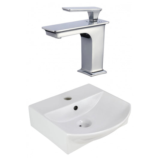 American Imaginations AI-22612 14" White Rectangular Ceramic Wall Mount Bathroom Vessel Sink Set