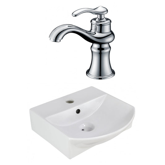 American Imaginations AI-22614 14" White Rectangular Ceramic Above Counter Bathroom Vessel Sink Set