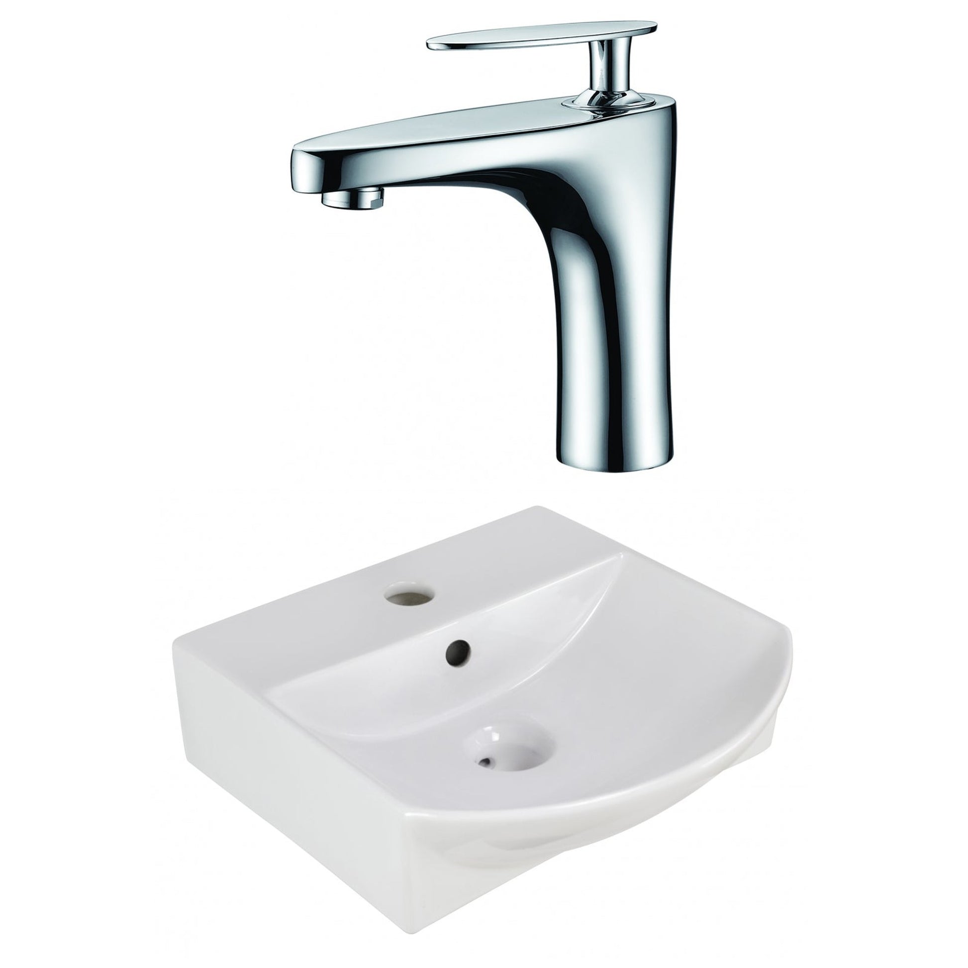 American Imaginations AI-22615 14" White Rectangular Ceramic Above Counter Bathroom Vessel Sink Set