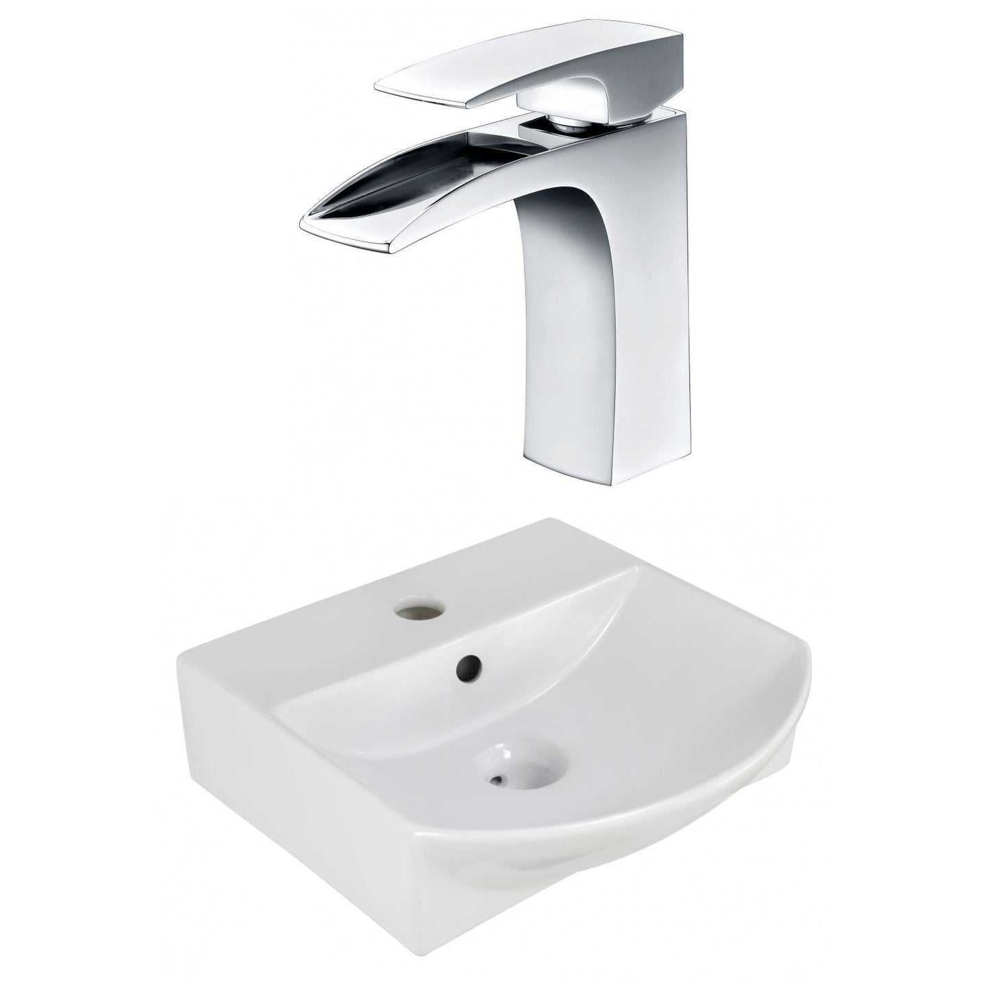 American Imaginations AI-22617 14" White Rectangular Ceramic Above Counter Bathroom Vessel Sink Set