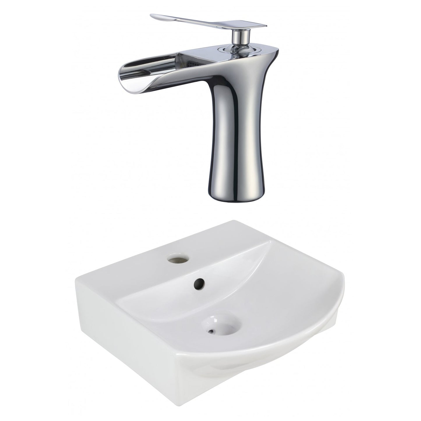 American Imaginations AI-22620 14" White Rectangular Ceramic Above Counter Bathroom Vessel Sink Set