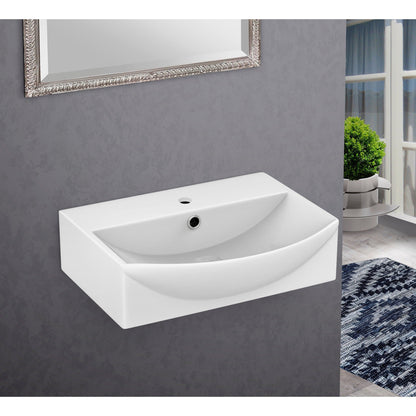 American Imaginations AI-22622 20" White Rectangular Ceramic Wall Mount Bathroom Vessel Sink Set