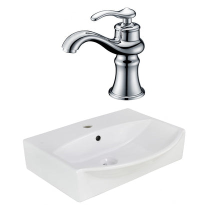 American Imaginations AI-22623 20" White Rectangular Ceramic Wall Mount Bathroom Vessel Sink Set