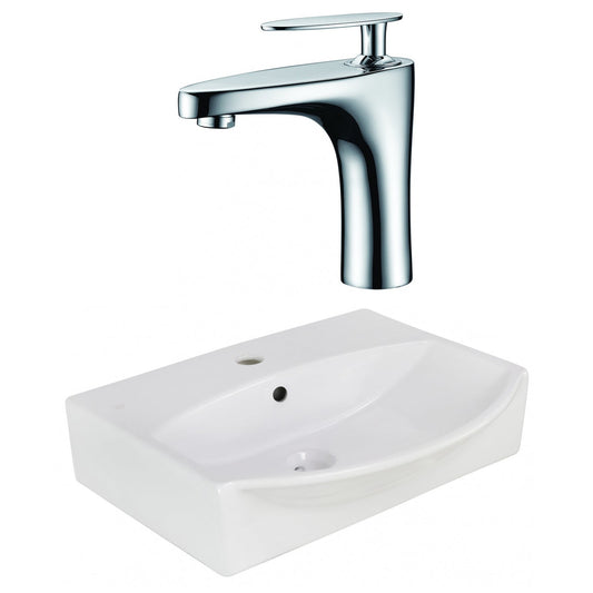 American Imaginations AI-22624 20" White Rectangular Ceramic Wall Mount Bathroom Vessel Sink Set