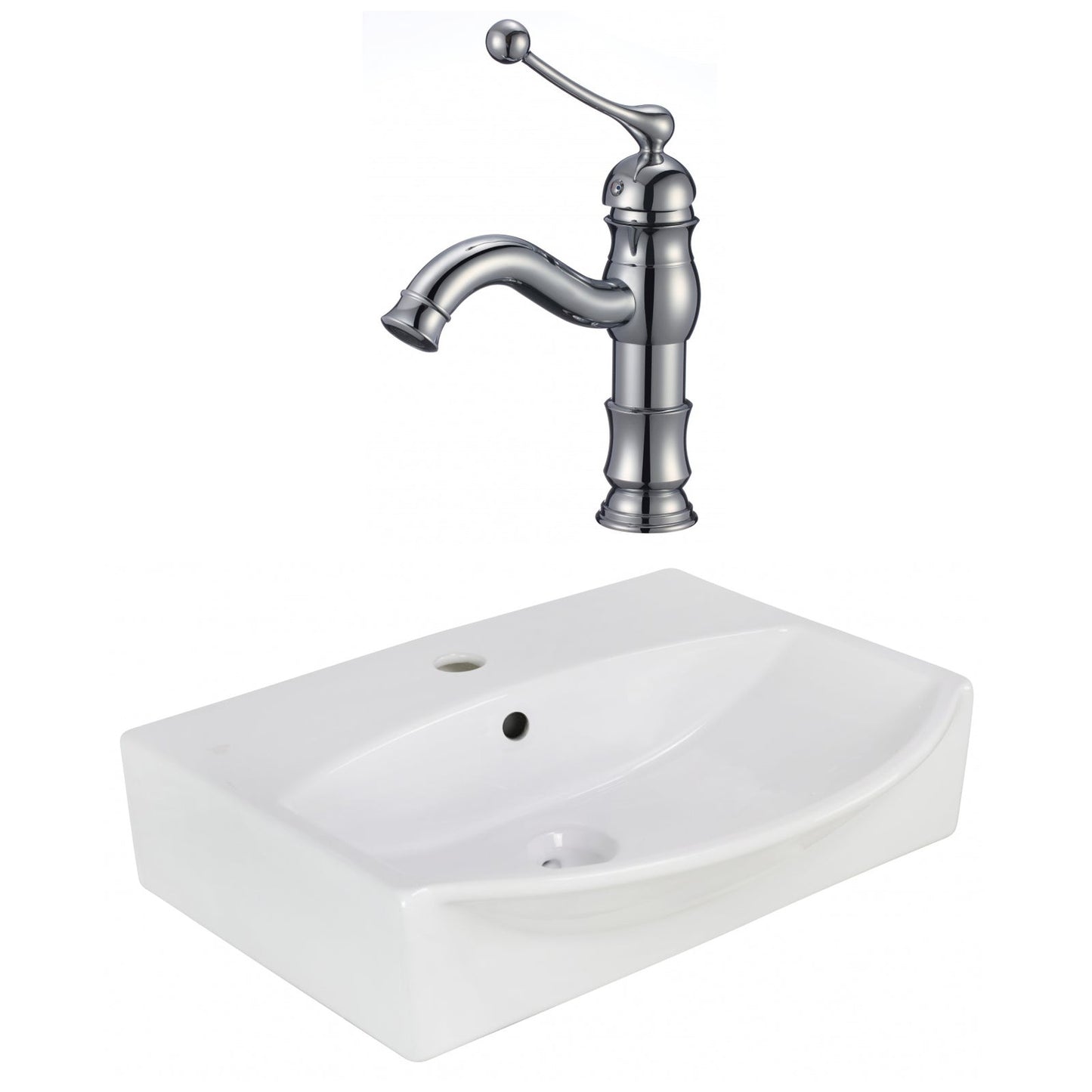 American Imaginations AI-22628 20" White Rectangular Ceramic Wall Mount Bathroom Vessel Sink Set