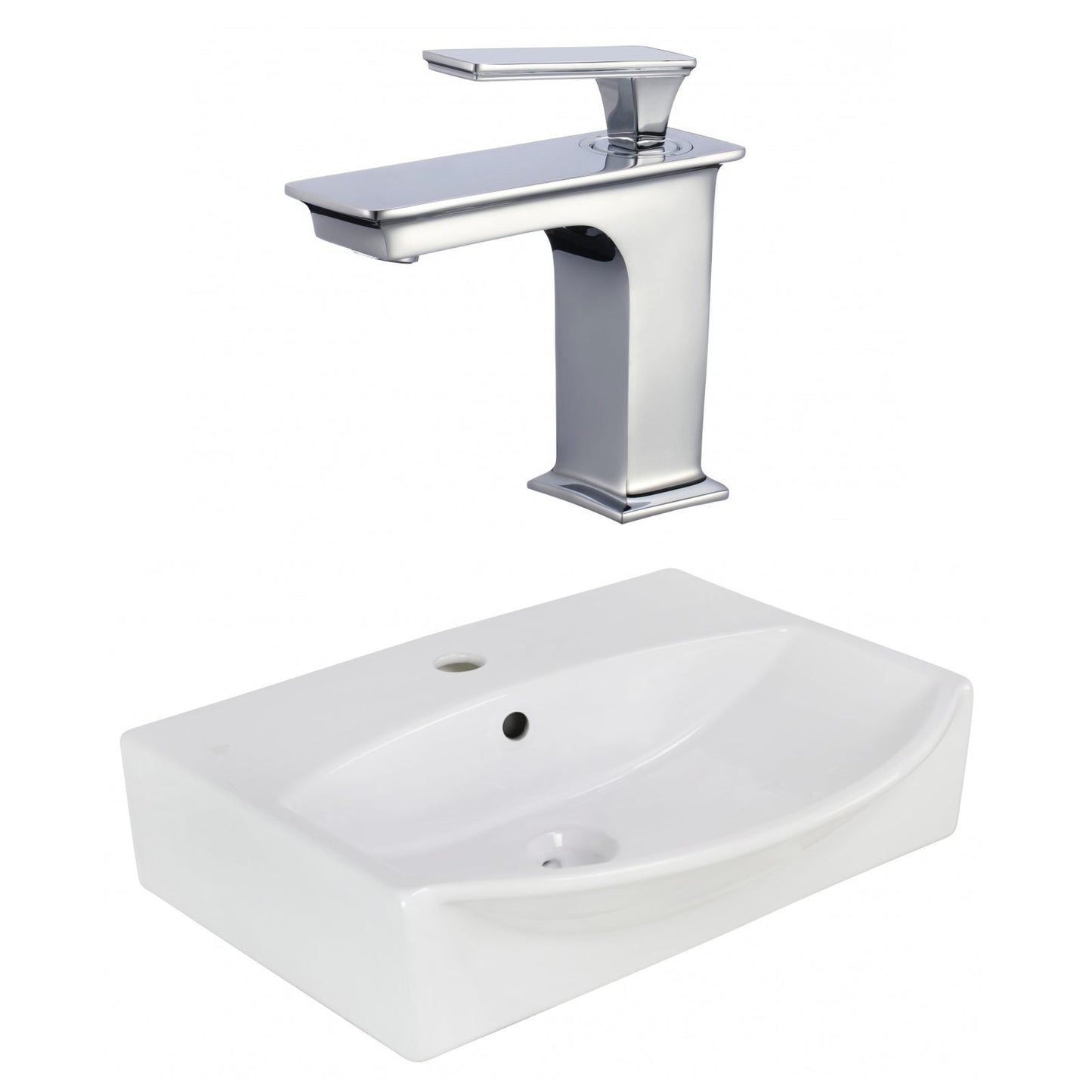 American Imaginations AI-22630 20" White Rectangular Ceramic Wall Mount Bathroom Vessel Sink Set