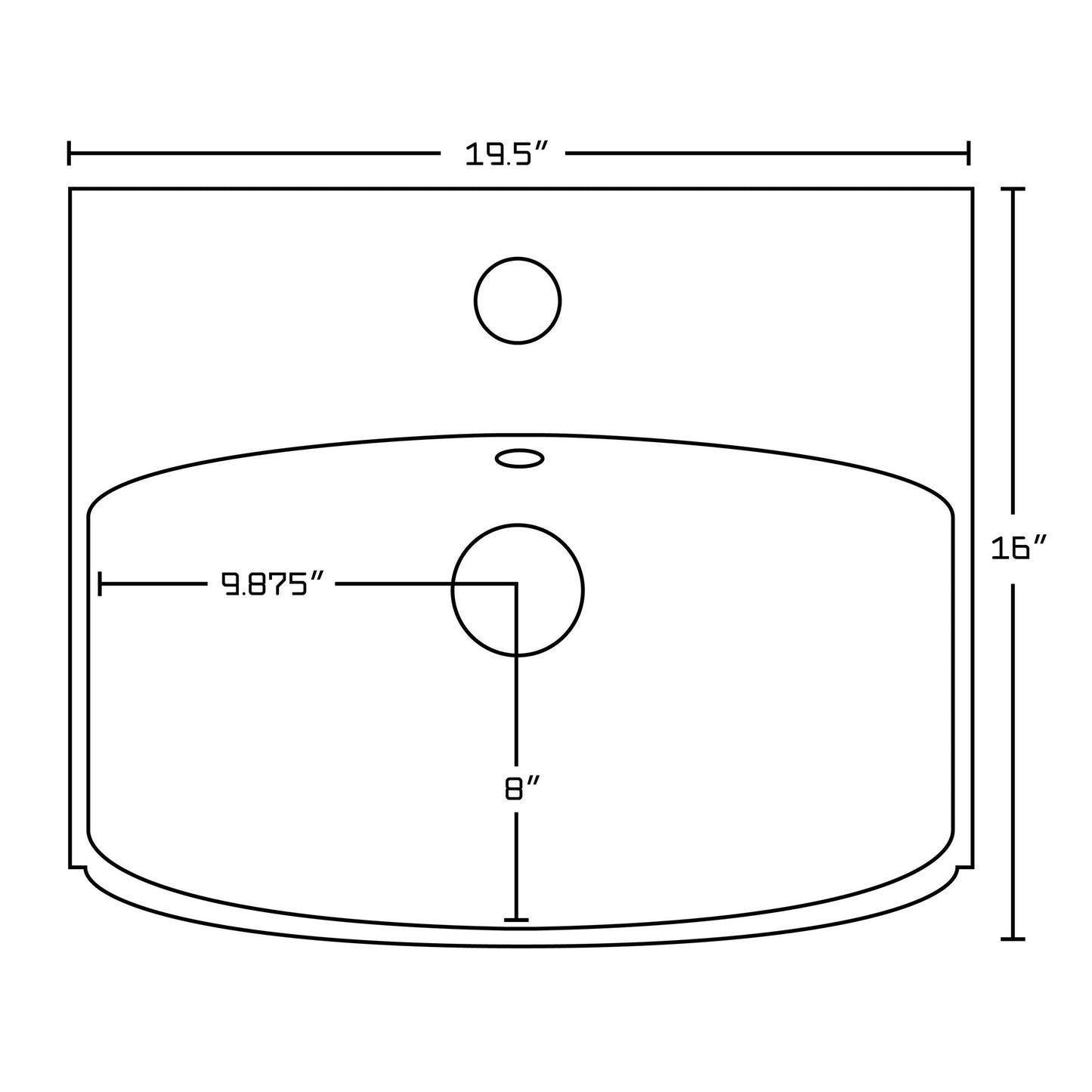 American Imaginations AI-22631 20" White Rectangular Ceramic Above Counter Bathroom Vessel Sink Set