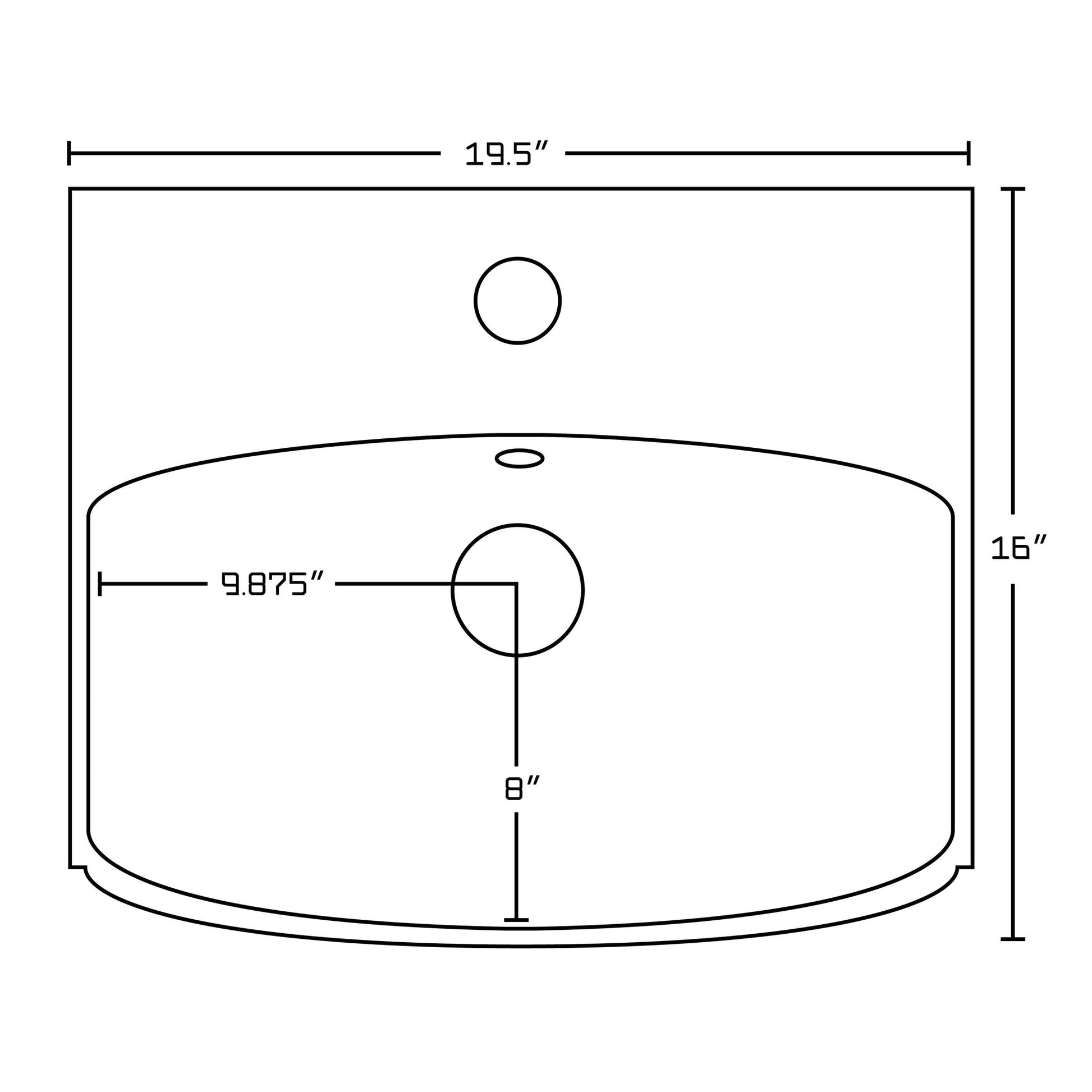 American Imaginations AI-22631 20" White Rectangular Ceramic Above Counter Bathroom Vessel Sink Set