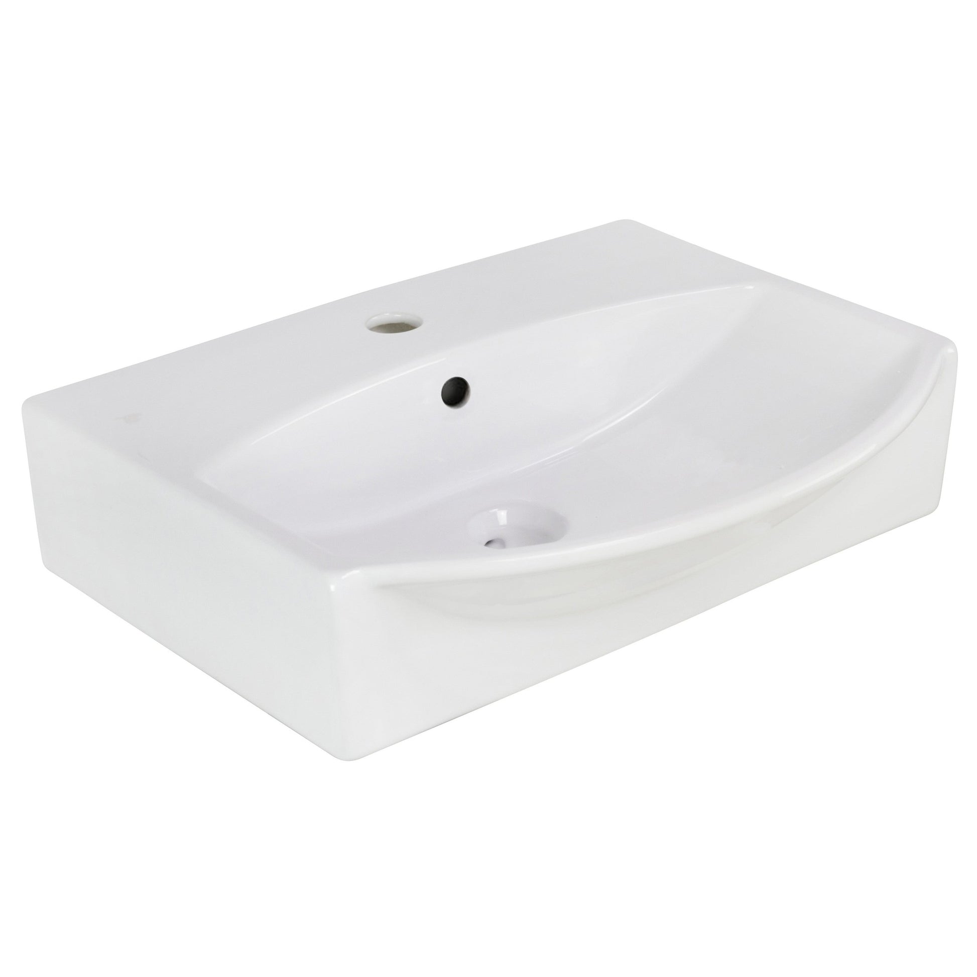 American Imaginations AI-22631 20" White Rectangular Ceramic Above Counter Bathroom Vessel Sink Set