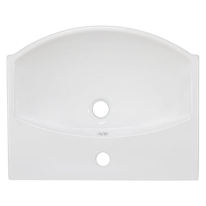 American Imaginations AI-22631 20" White Rectangular Ceramic Above Counter Bathroom Vessel Sink Set