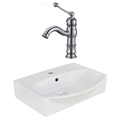 American Imaginations AI-22637 20" White Rectangular Ceramic Above Counter Bathroom Vessel Sink Set