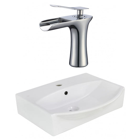 American Imaginations AI-22638 20" White Rectangular Ceramic Above Counter Bathroom Vessel Sink Set