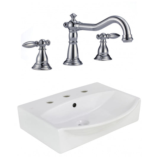 American Imaginations AI-22644 20" White Rectangular Ceramic Wall Mount Bathroom Vessel Sink Set