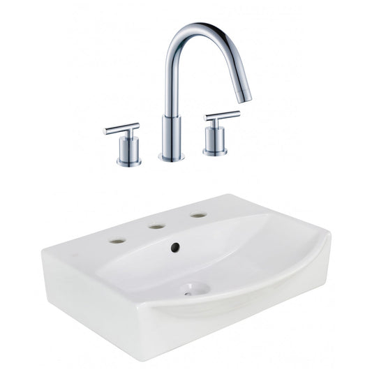 American Imaginations AI-22645 20" White Rectangular Ceramic Wall Mount Bathroom Vessel Sink Set