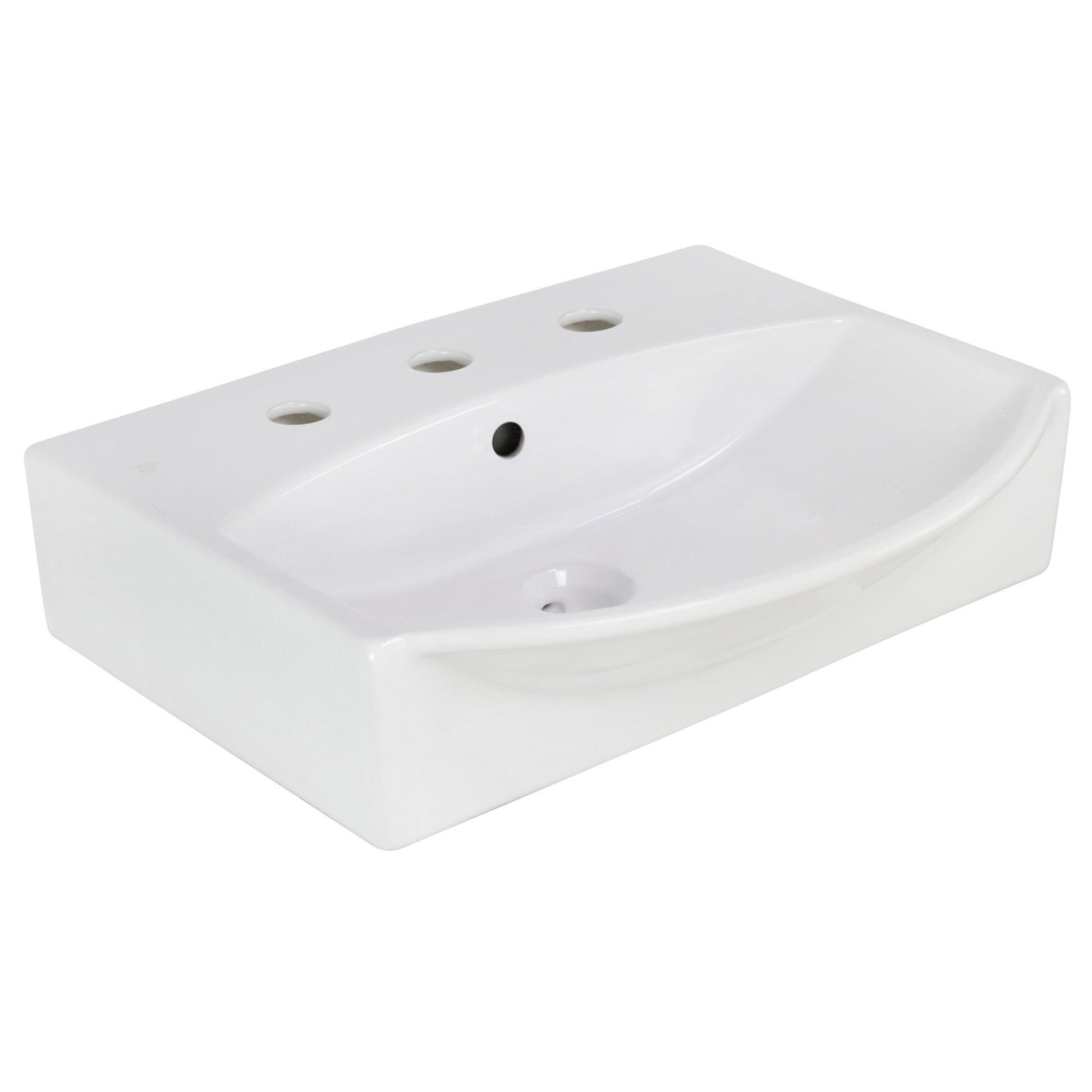 American Imaginations AI-22648 20" White Rectangular Ceramic Above Counter Bathroom Vessel Sink Set