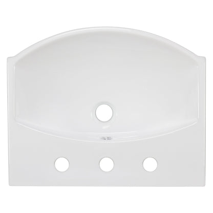 American Imaginations AI-22648 20" White Rectangular Ceramic Above Counter Bathroom Vessel Sink Set