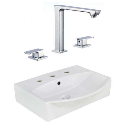 American Imaginations AI-22655 20" White Rectangular Ceramic Above Counter Bathroom Vessel Sink Set