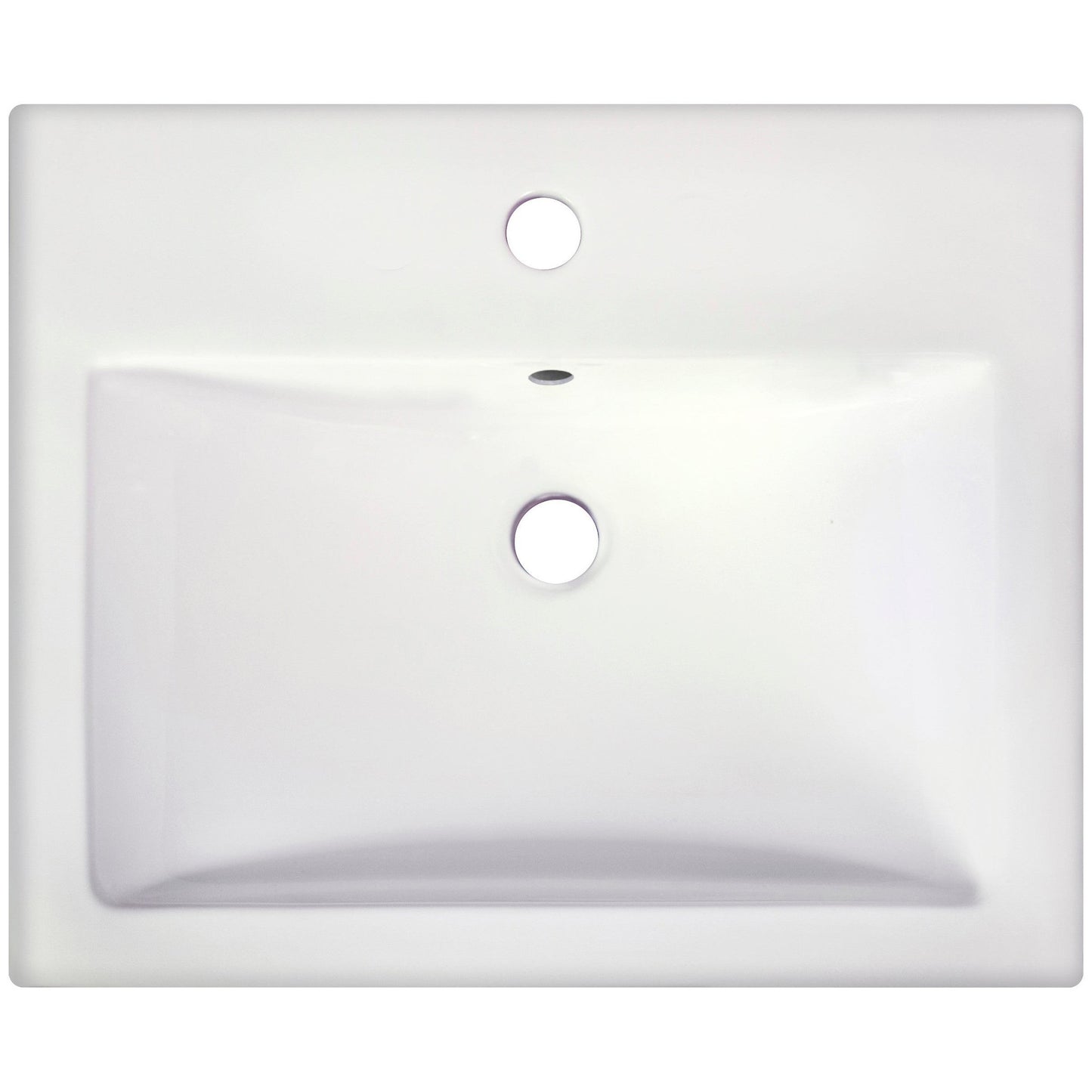 American Imaginations AI-22656 21" White Rectangular Ceramic Semi-Recessed Bathroom Vessel Sink Set