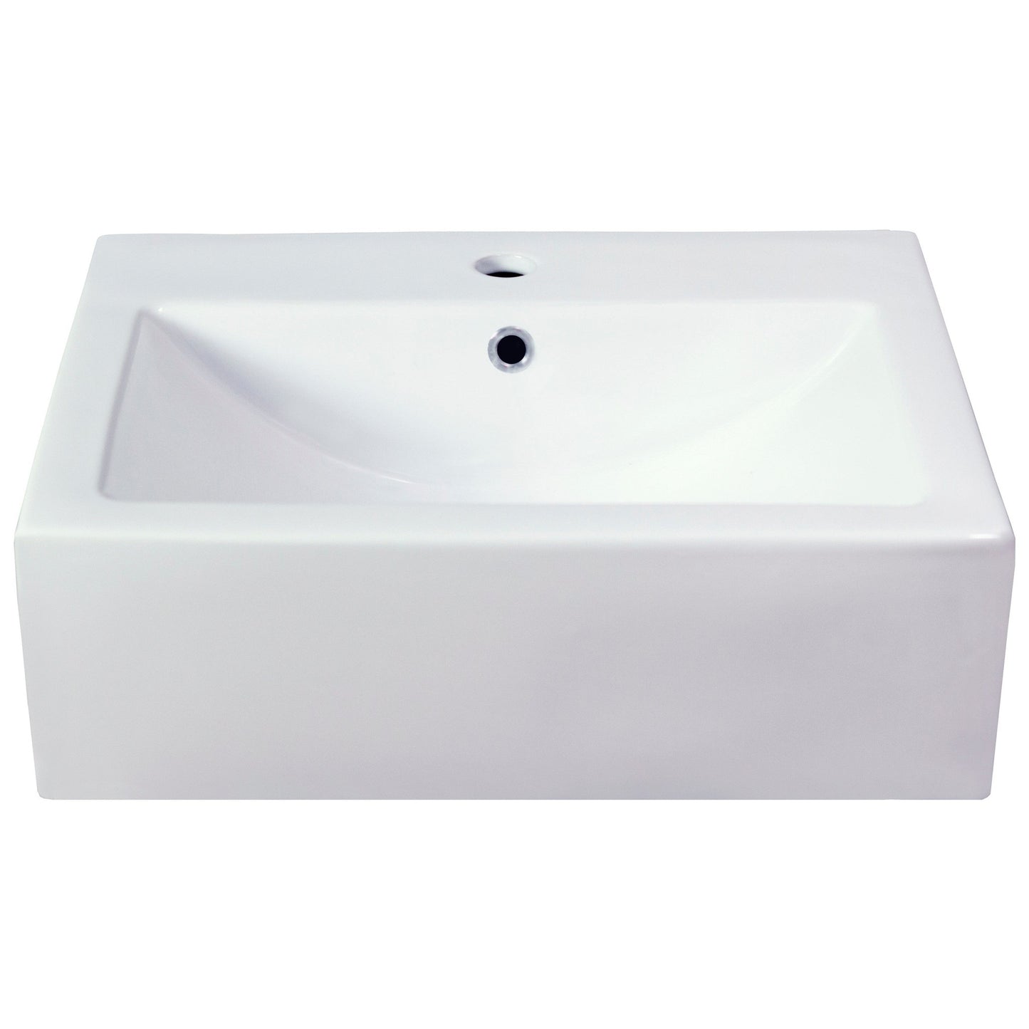 American Imaginations AI-22656 21" White Rectangular Ceramic Semi-Recessed Bathroom Vessel Sink Set