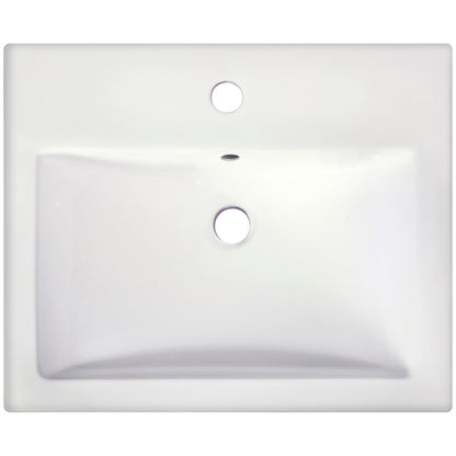 American Imaginations AI-22660 21" White Rectangular Ceramic Semi-Recessed Bathroom Vessel Sink Set