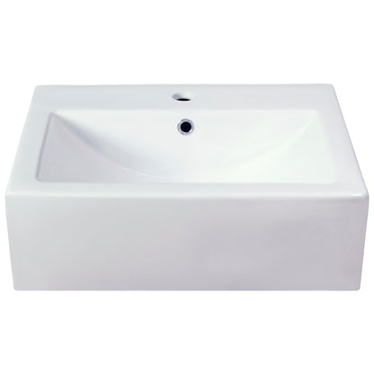American Imaginations AI-22660 21" White Rectangular Ceramic Semi-Recessed Bathroom Vessel Sink Set