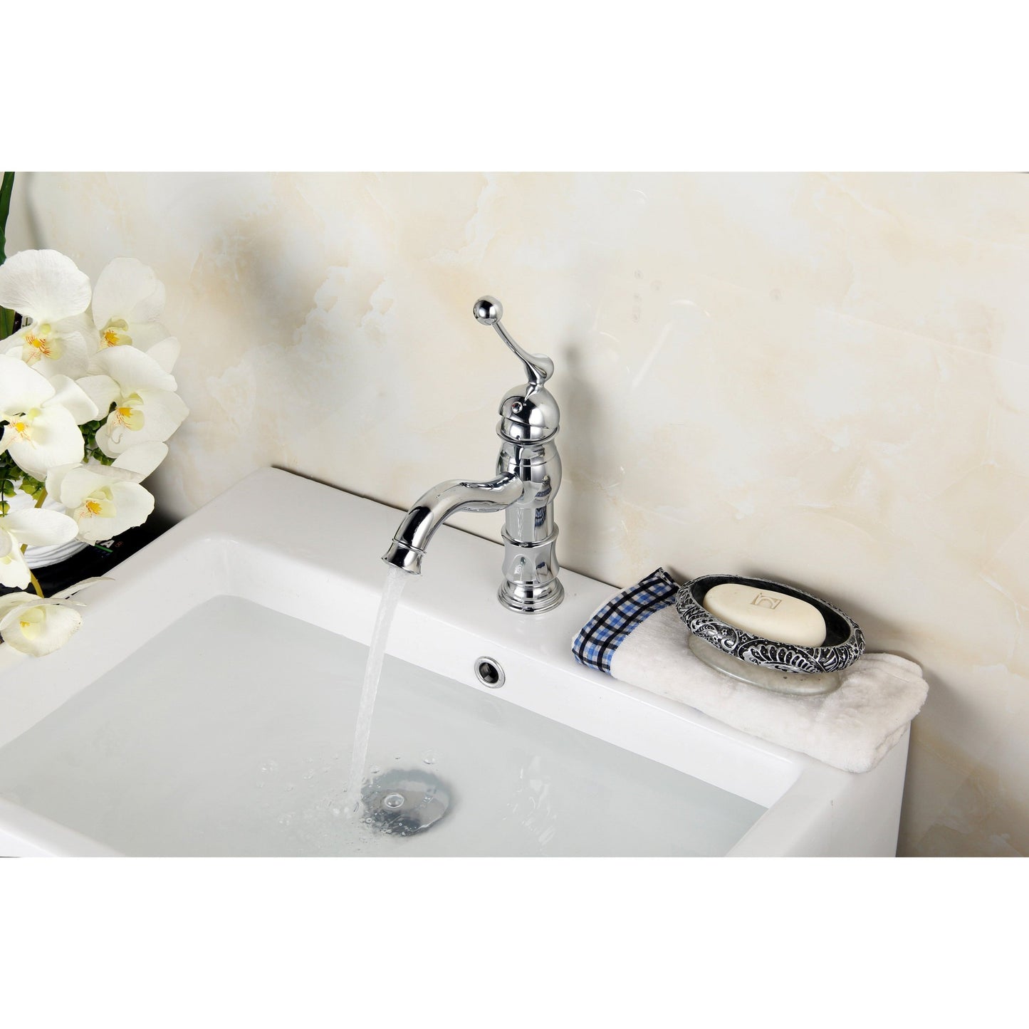 American Imaginations AI-22662 21" White Rectangular Ceramic Semi-Recessed Bathroom Vessel Sink Set