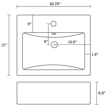 American Imaginations AI-22663 21" White Rectangular Ceramic Semi-Recessed Bathroom Vessel Sink Set