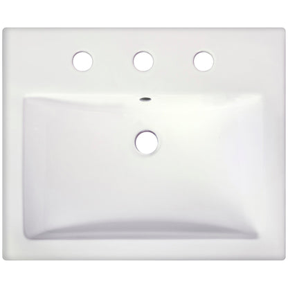 American Imaginations AI-22666 21" White Rectangular Ceramic Semi-Recessed Bathroom Vessel Sink Set