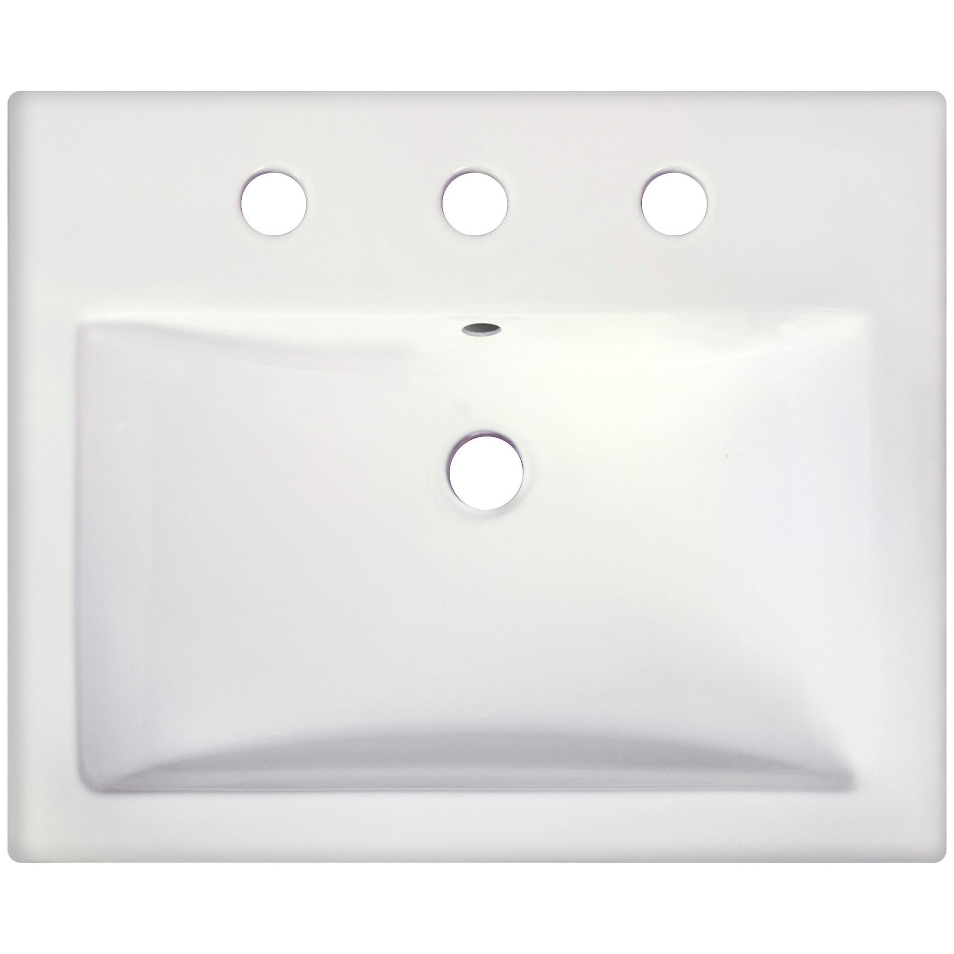 American Imaginations AI-22667 21" White Rectangular Ceramic Semi-Recessed Bathroom Vessel Sink Set