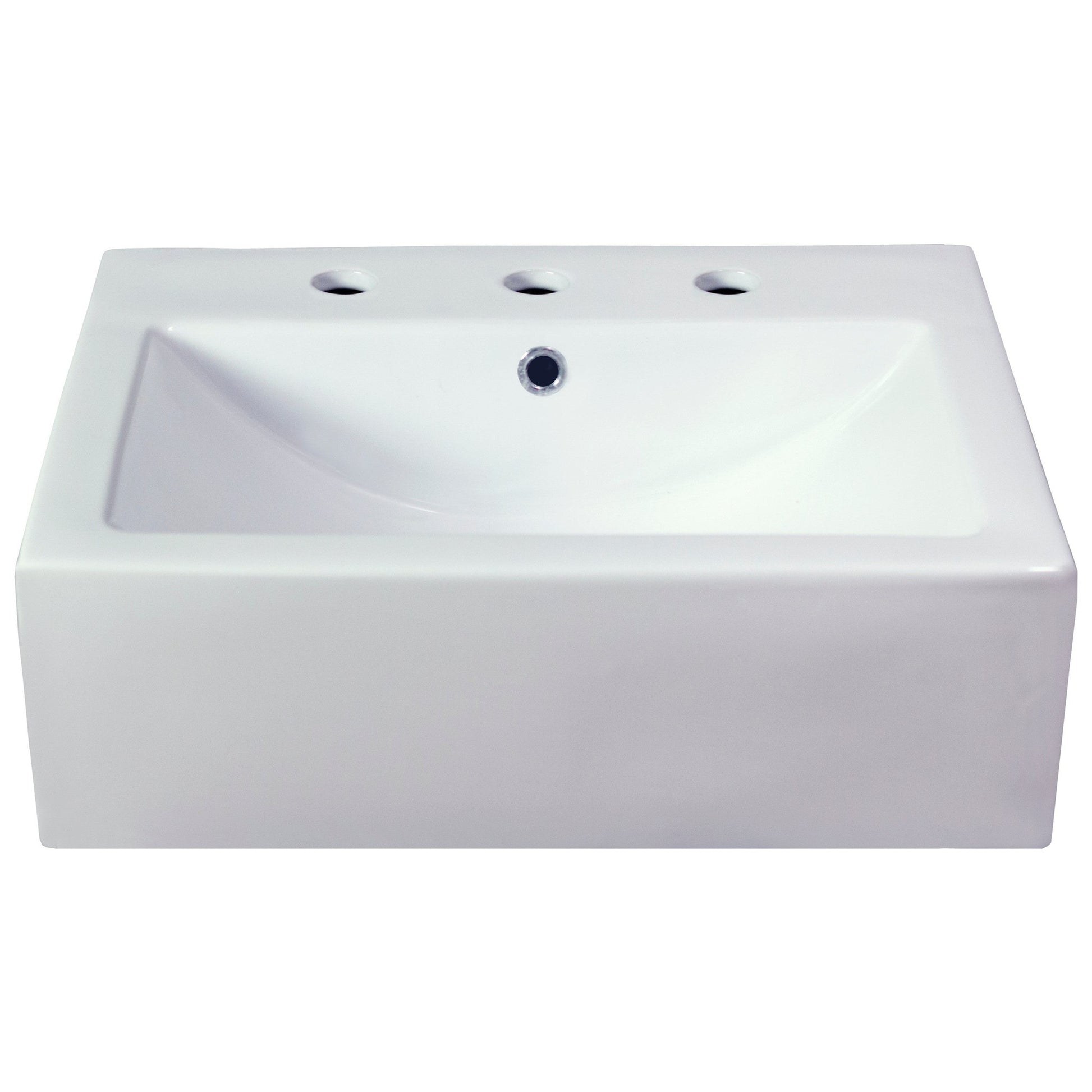 American Imaginations AI-22668 21" White Rectangular Ceramic Semi-Recessed Bathroom Vessel Sink Set