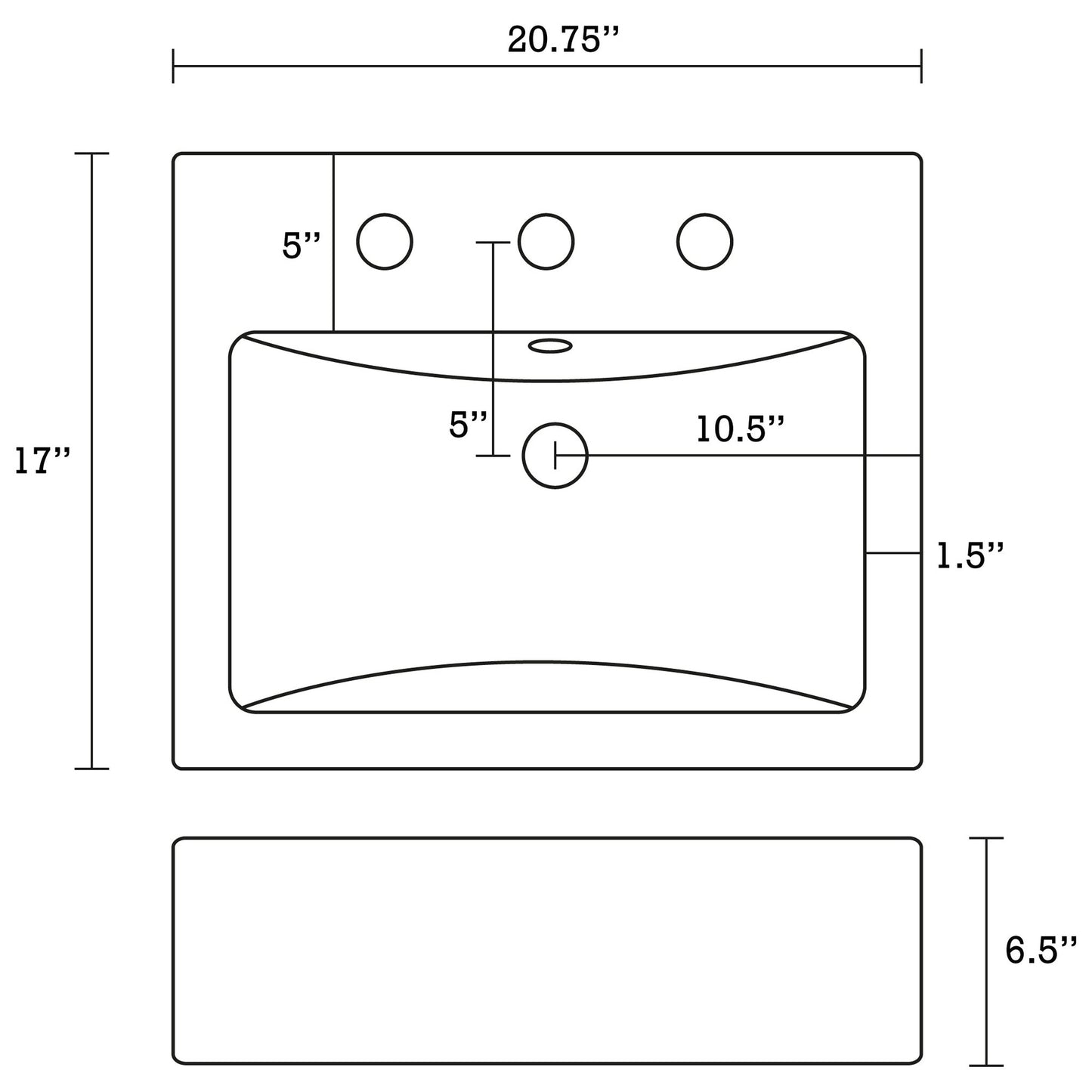 American Imaginations AI-22669 21" White Rectangular Ceramic Semi-Recessed Bathroom Vessel Sink Set