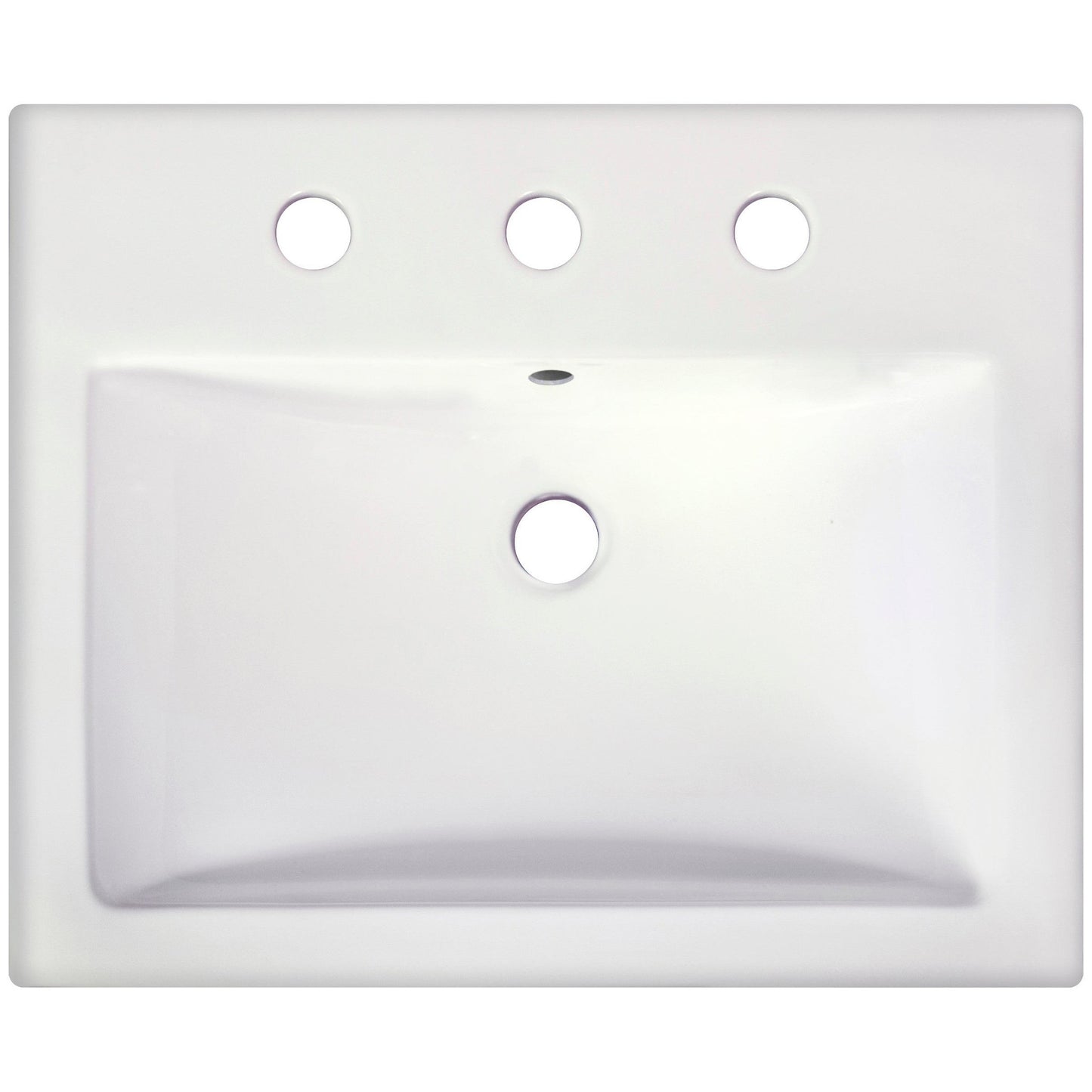 American Imaginations AI-22670 21" White Rectangular Ceramic Semi-Recessed Bathroom Vessel Sink Set