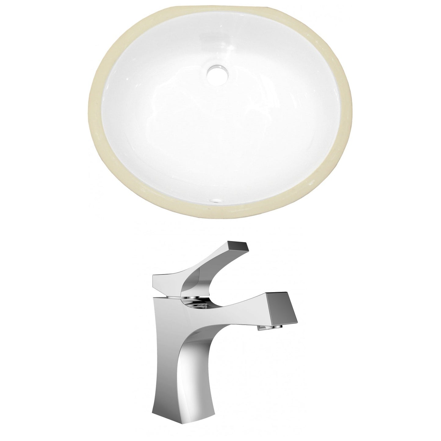 American Imaginations AI-22673 20" White Oval Ceramic Undermount Bathroom Sink Set