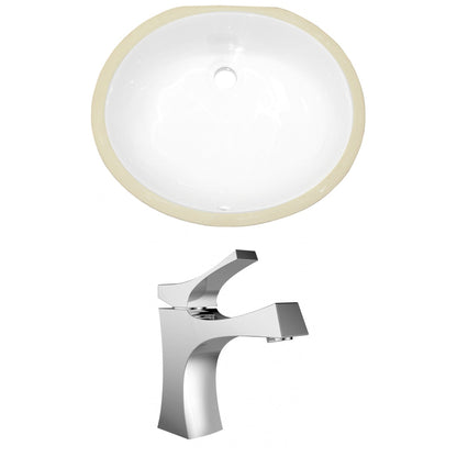 American Imaginations AI-22673 20" White Oval Ceramic Undermount Bathroom Sink Set