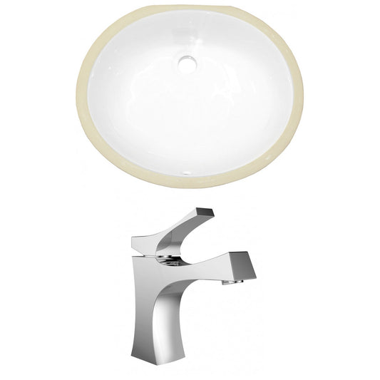 American Imaginations AI-22673 20" White Oval Ceramic Undermount Bathroom Sink Set