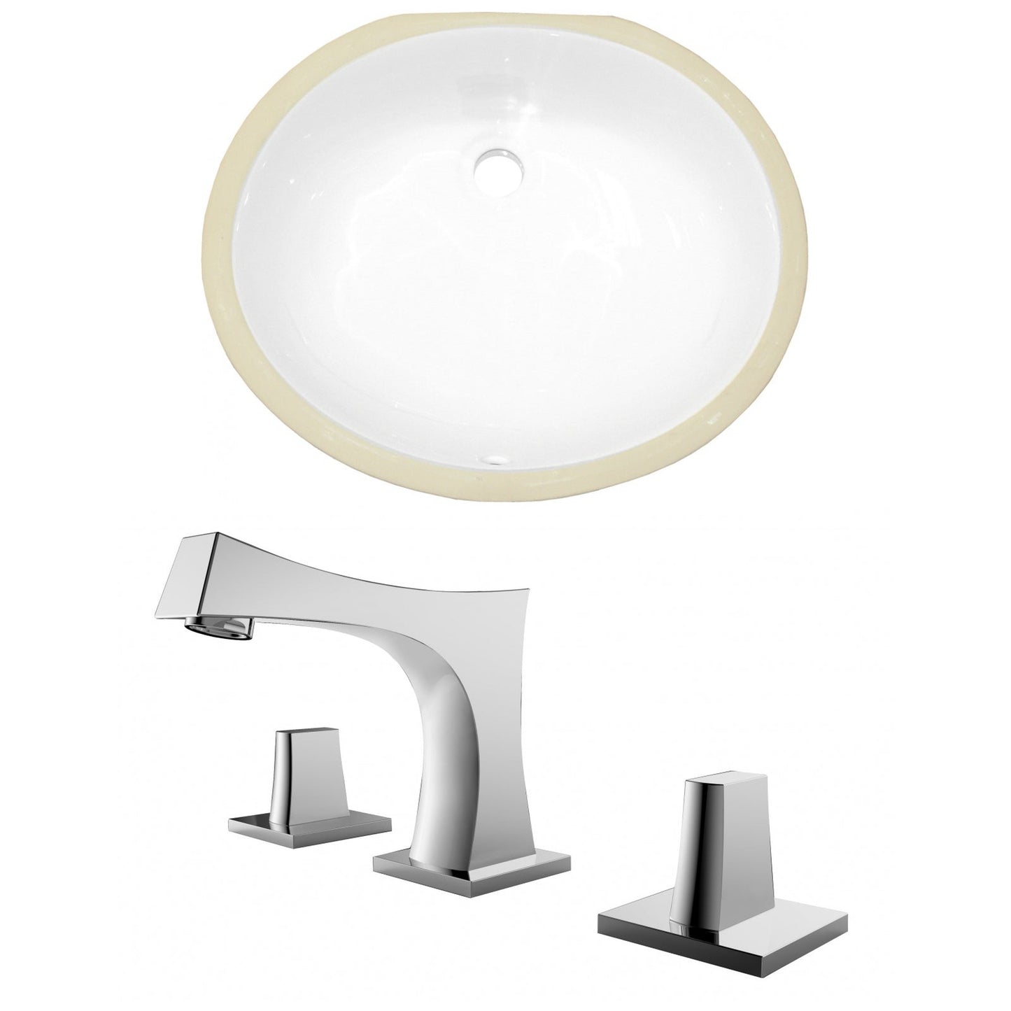American Imaginations AI-22674 20" White Oval Ceramic Undermount Bathroom Sink Set