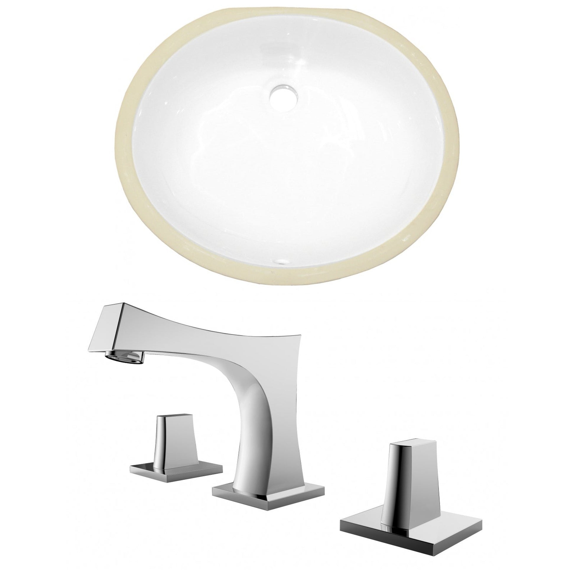 American Imaginations AI-22674 20" White Oval Ceramic Undermount Bathroom Sink Set