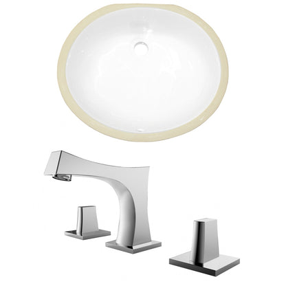 American Imaginations AI-22674 20" White Oval Ceramic Undermount Bathroom Sink Set