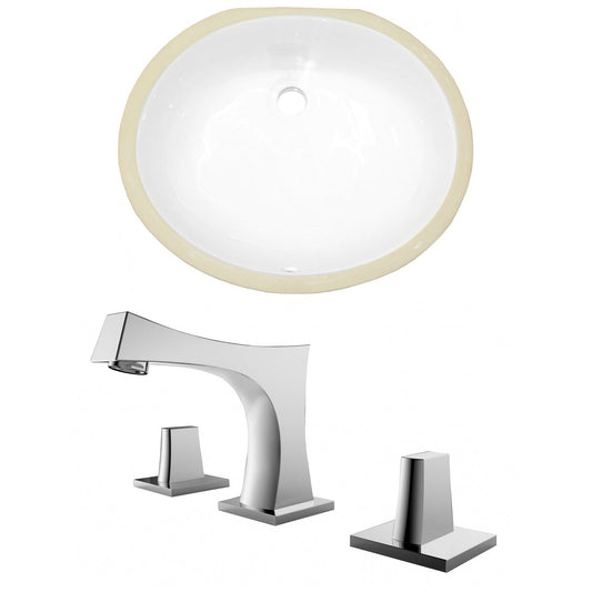 American Imaginations AI-22674 20" White Oval Ceramic Undermount Bathroom Sink Set